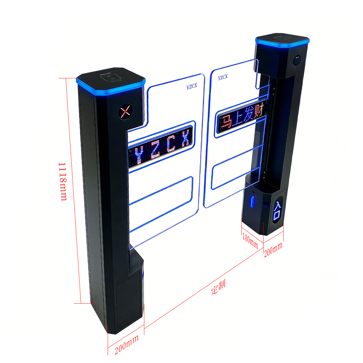 黑色单通道【摆臂显示屏】【人脸识别进+人脸识别出】(图1)
